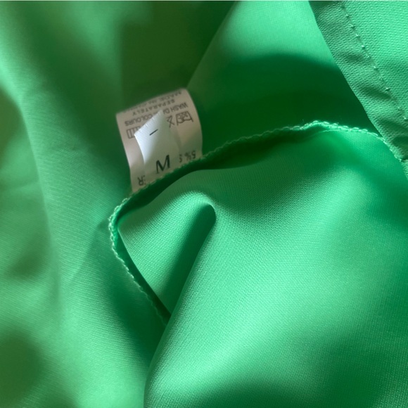 SZ S Green Oversized High Neck Tie Back Neck Blouse - Picture 7 of 7